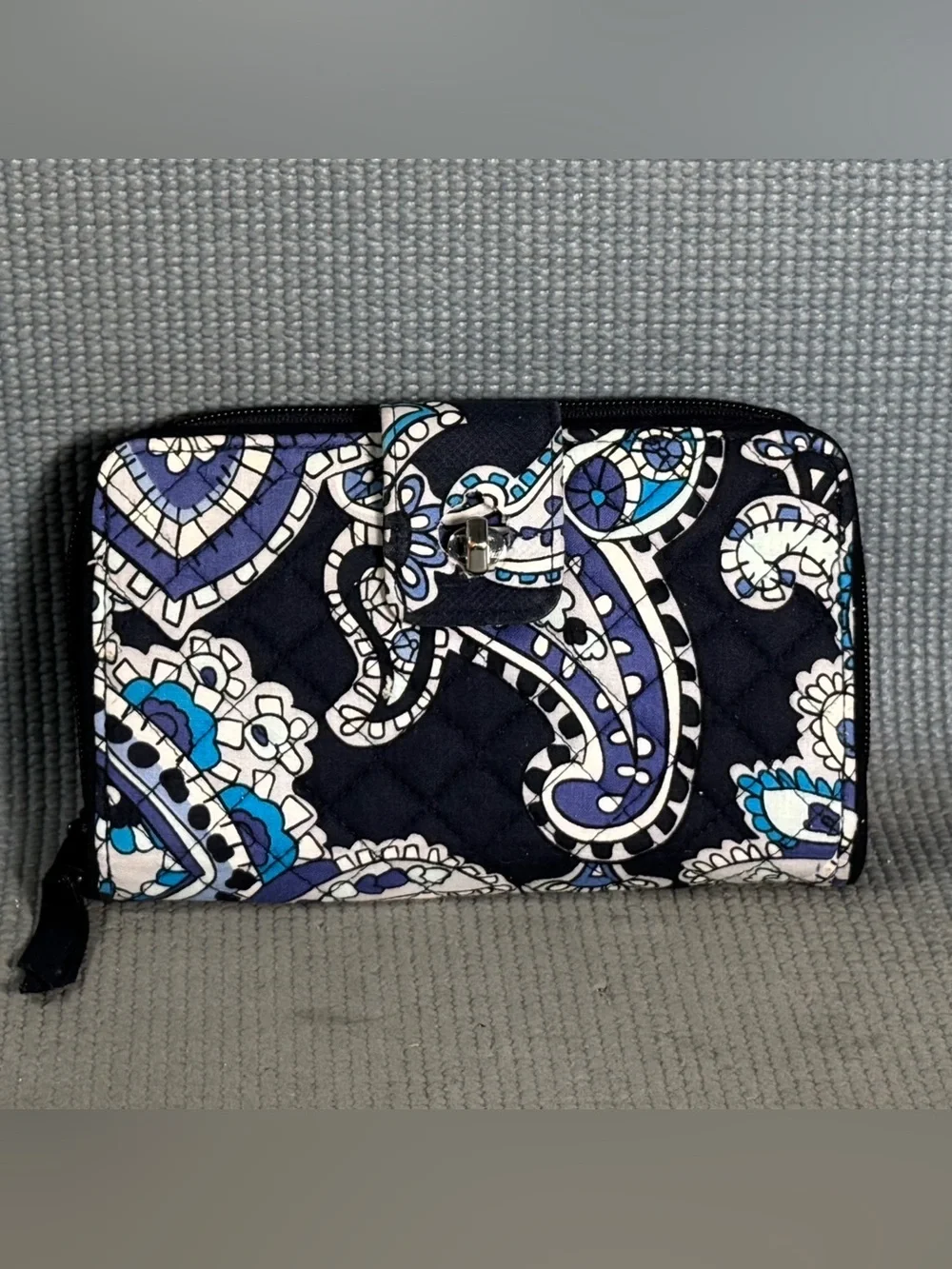 Vera Bradley Blue Quilted RFID Turnlock Wallet